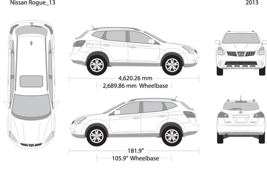 2013 Nissan Rogue V13 Vehicle Wrap Template