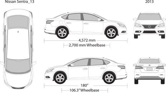 2013 Nissan Sentra vector wrap template, Design-Ready PDF - GravBase