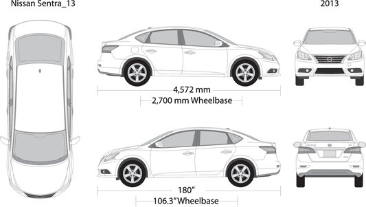 2013 Nissan Sentra V13 Vehicle Wrap Template