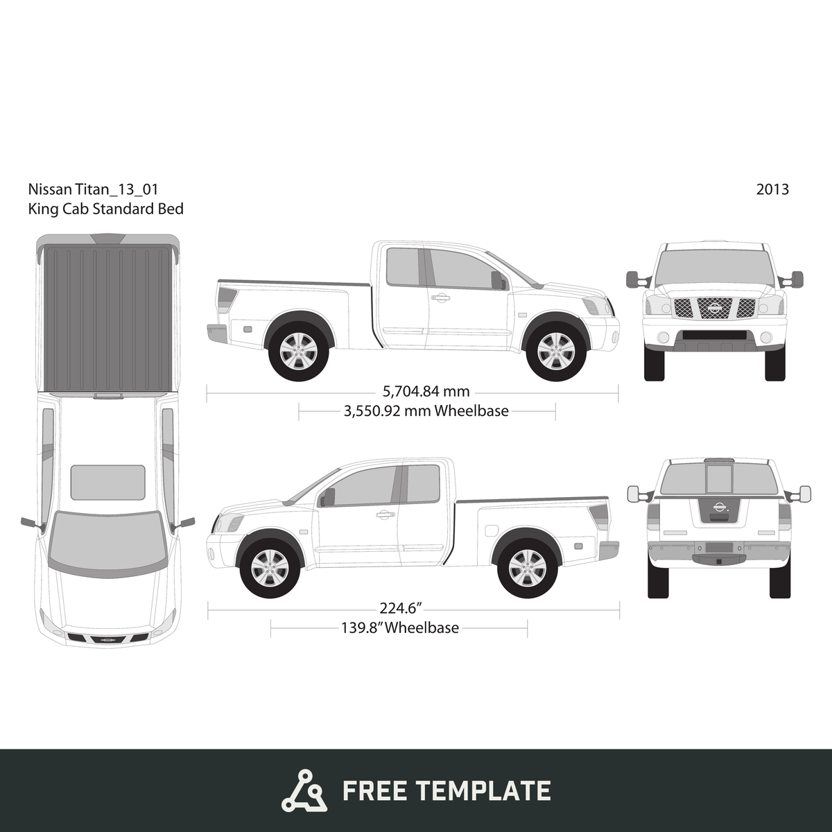 2013 Nissan Titan free vector vehicle wrap template - GravBase