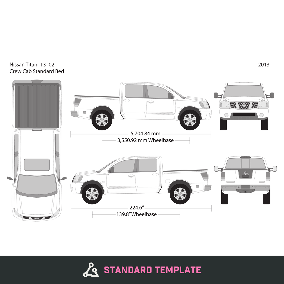 2013 Nissan Titan vector wrap template V02, Design-Ready PDF - GravBase