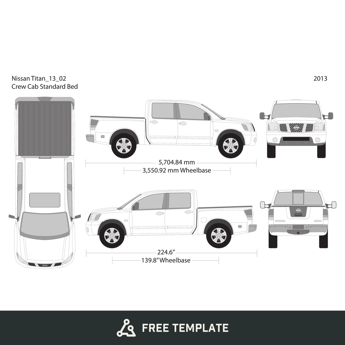 2013 Nissan Titan free vector vehicle wrap template - GravBase