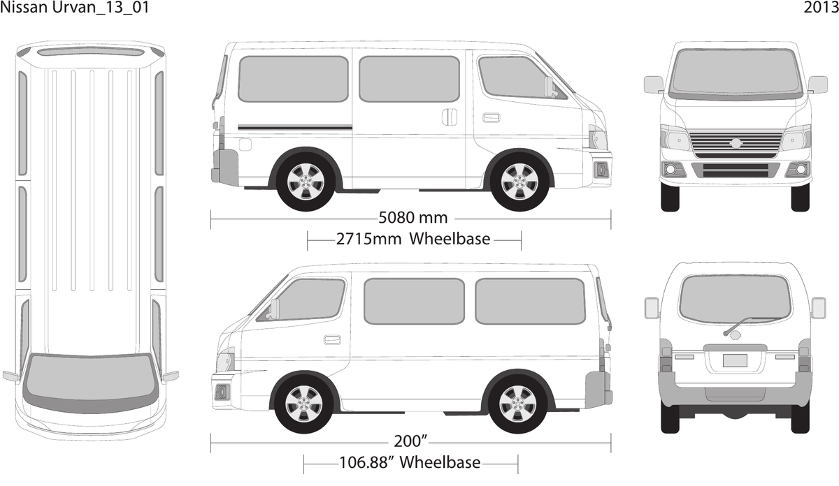 2013 Nissan Urvan vector wrap template V01, Design-Ready PDF - GravBase