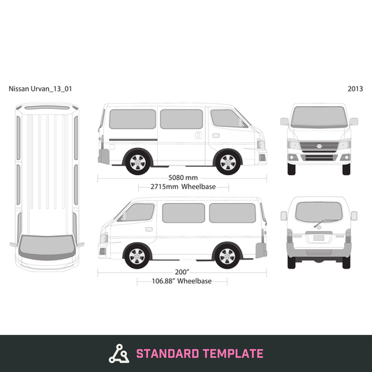 2013 Nissan Urvan vector wrap template V01, Design-Ready PDF - GravBase