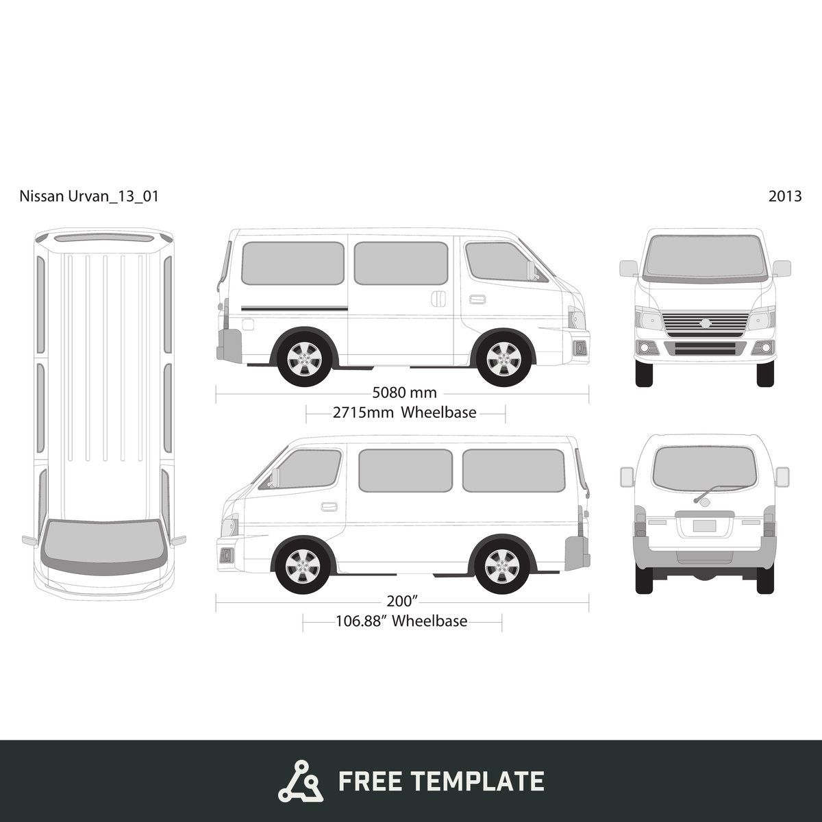 2013 Nissan Urvan free vector vehicle wrap template - GravBase