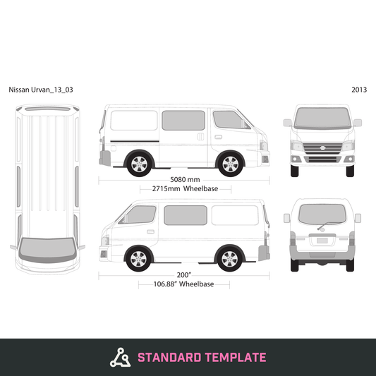 2013 Nissan Urvan vector wrap template V03, Design-Ready PDF - GravBase