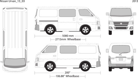 2013 Nissan Urvan vector wrap template V03, Design-Ready PDF - GravBase