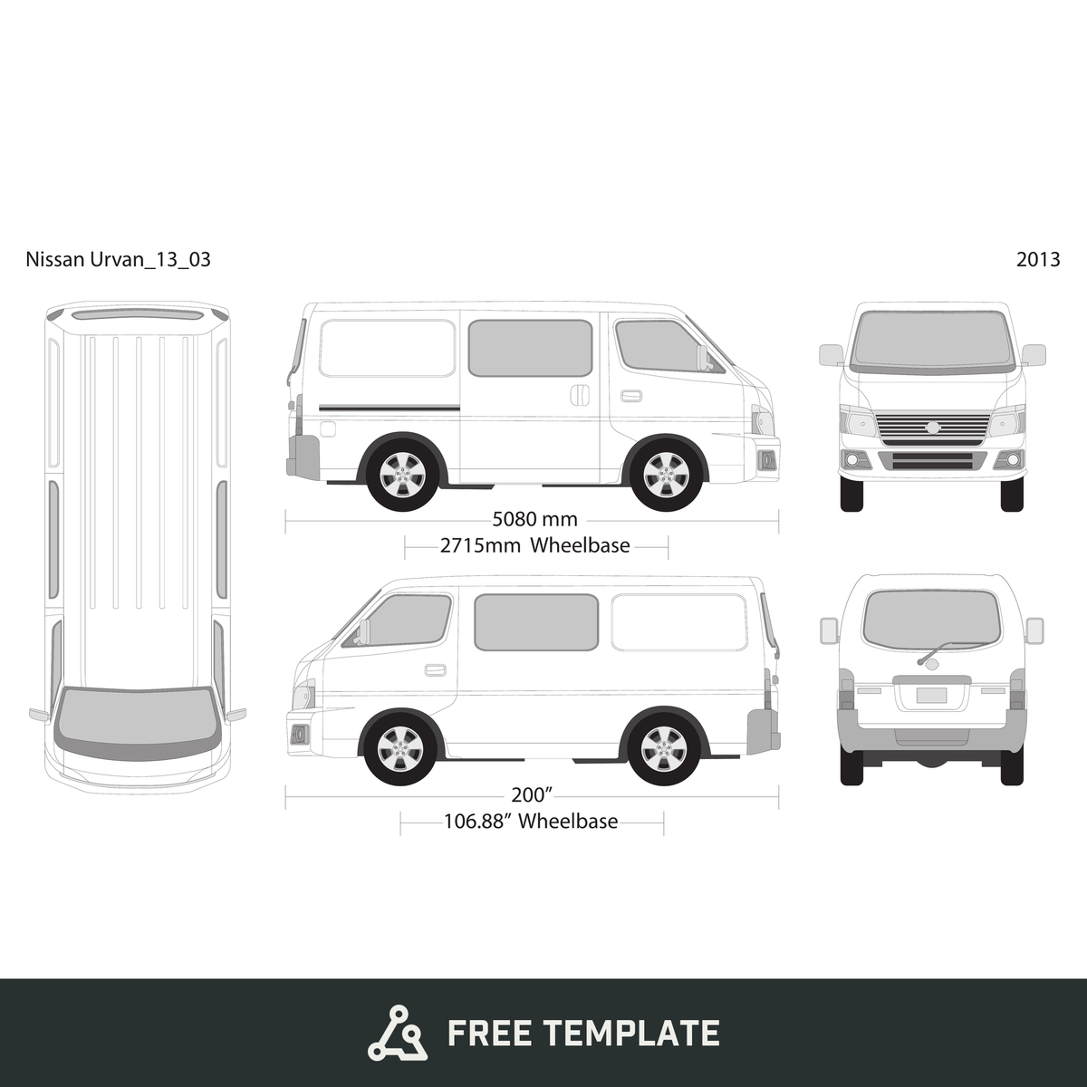 2013 Nissan Urvan free vector vehicle wrap template - GravBase
