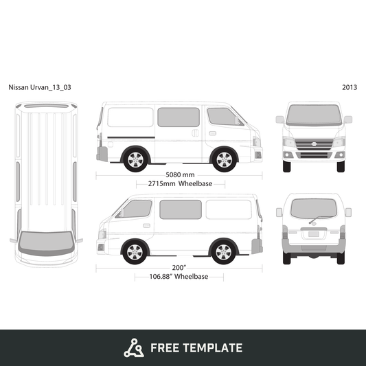 2013 Nissan Urvan free vector vehicle wrap template - GravBase