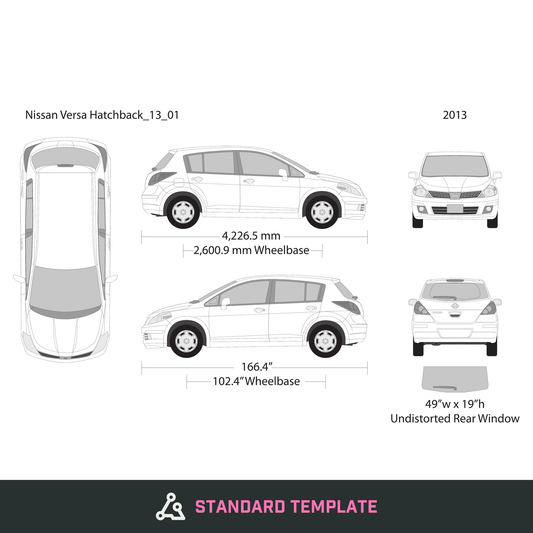 2013 Nissan Versa Hatchback vector wrap template, Design-Ready PDF - GravBase