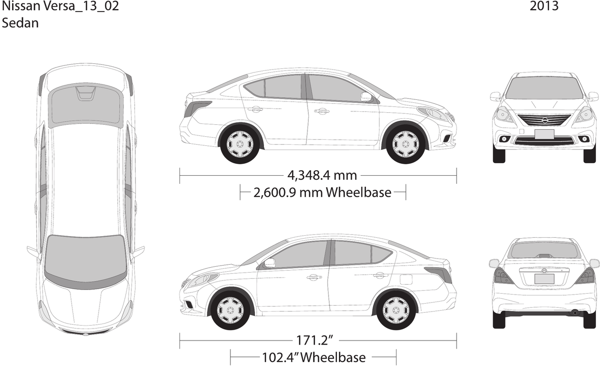 2013 Nissan Versa Sedan vector wrap template, Design-Ready PDF - GravBase