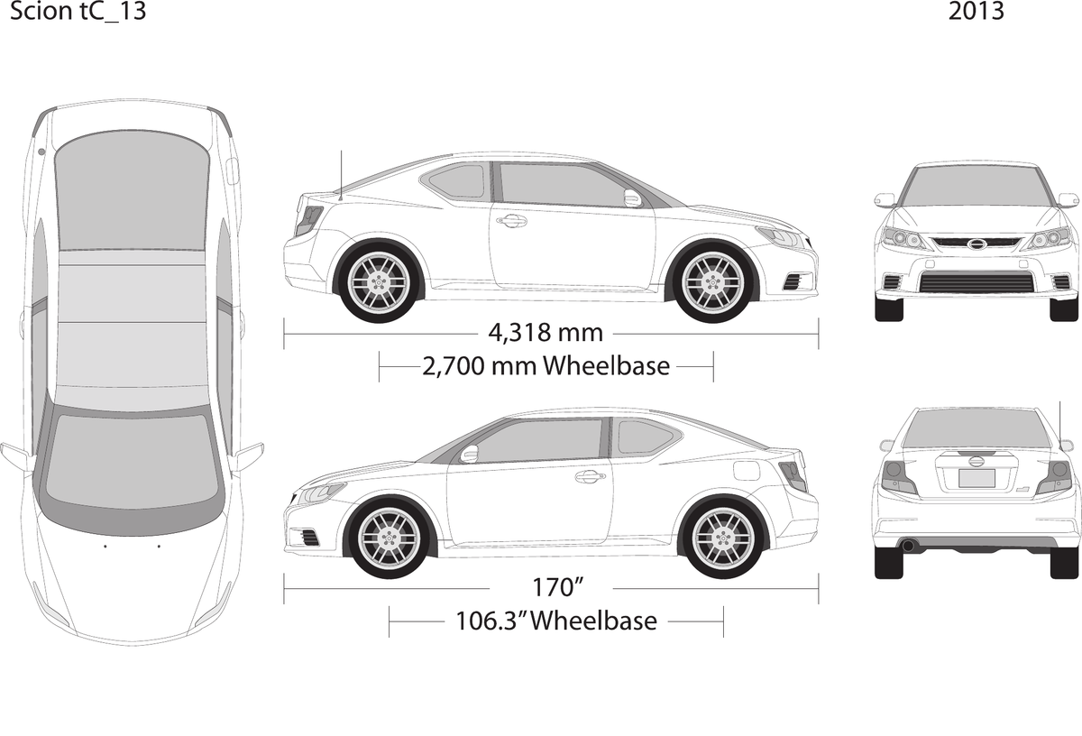 2013 Scion Tc vector wrap template, Design-Ready PDF - GravBase