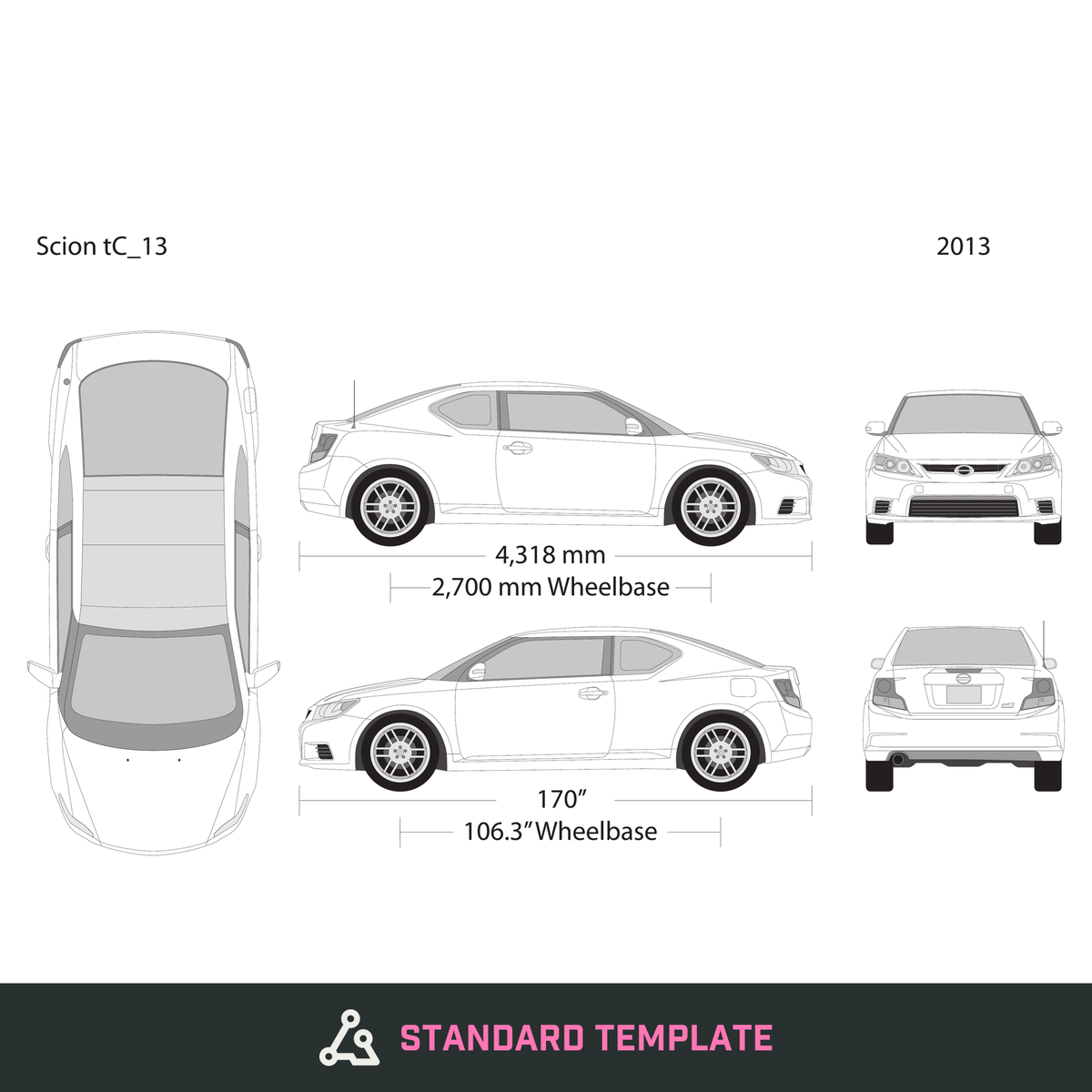 2013 Scion Tc vector wrap template, Design-Ready PDF - GravBase