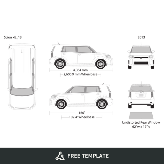 2013 Scion Xb free vector vehicle wrap template - GravBase