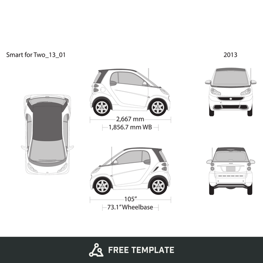 2013 Smart Fortwo free vector vehicle wrap template - GravBase