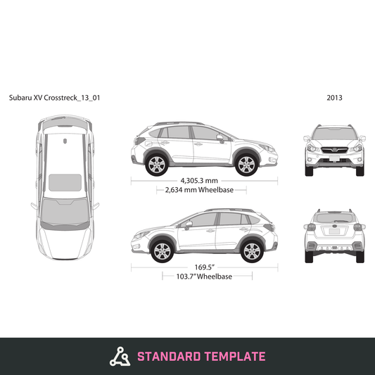2013 Subaru XV Crosstrek vector wrap template, Design-Ready PDF - GravBase