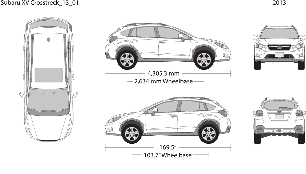 2013 Subaru XV Crosstrek vector wrap template, Design-Ready PDF - GravBase