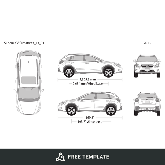 2013 Subaru XV Crosstrek free vector vehicle wrap template - GravBase