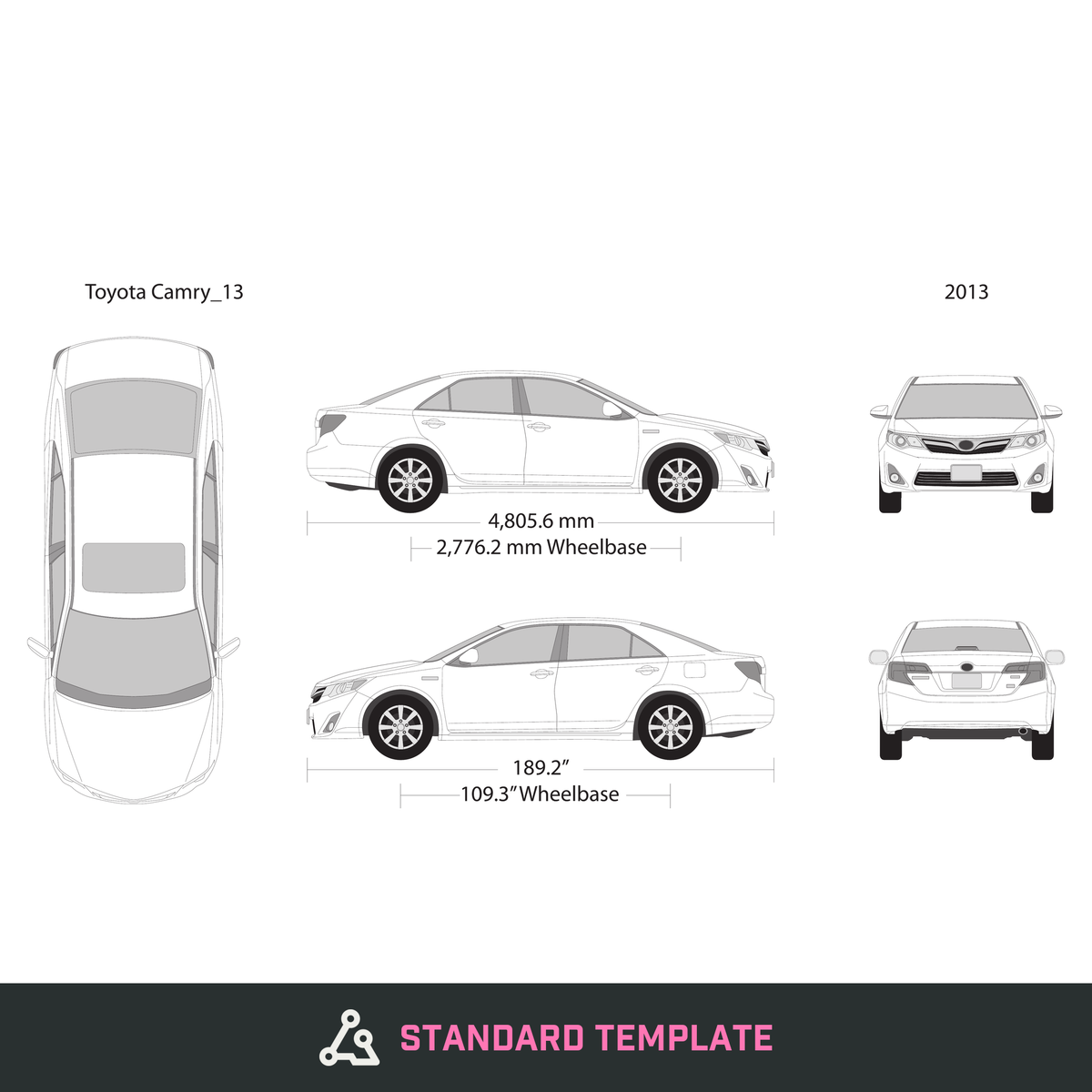 2013 Toyota Camry vector wrap template, Design-Ready PDF - GravBase