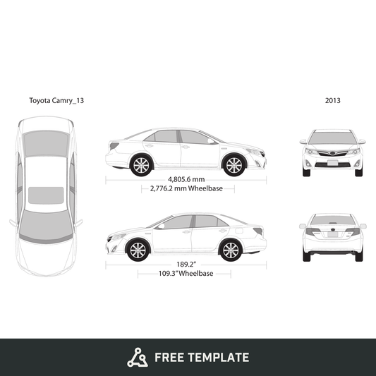2013 Toyota Camry free vector vehicle wrap template - GravBase