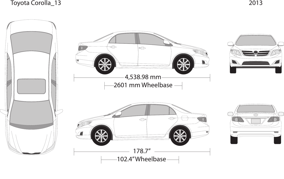 2013 Toyota Corolla vector wrap template, Design-Ready PDF - GravBase