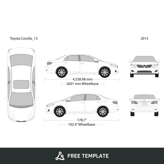 2013 Toyota Corolla free vector vehicle wrap template - GravBase