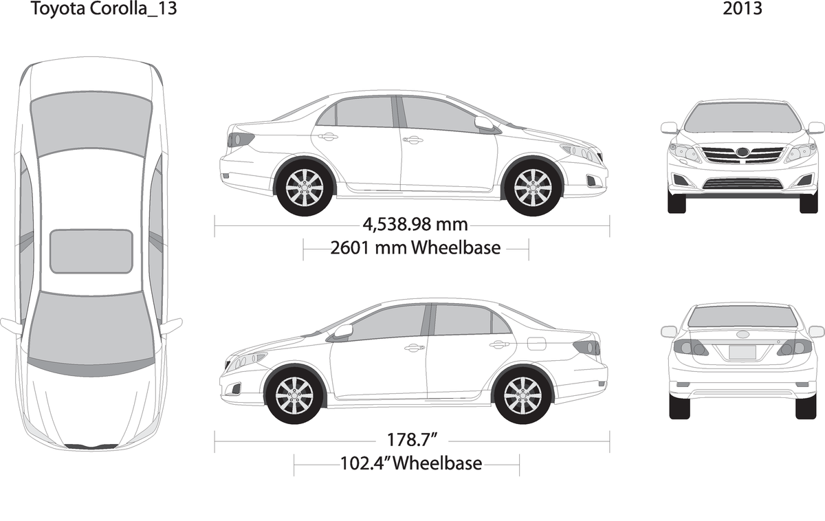 2013 Toyota Corolla V13 Vehicle Wrap Template