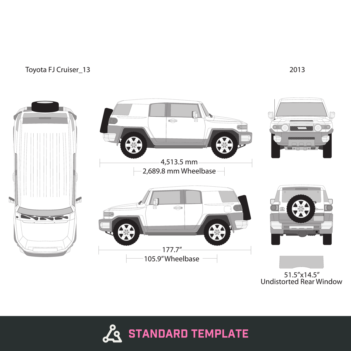 2013 Toyota FJ Cruiser vector wrap template, Design-Ready PDF - GravBase