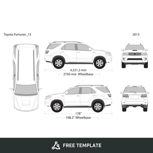2013 Toyota Fortuner free vector vehicle wrap template - GravBase