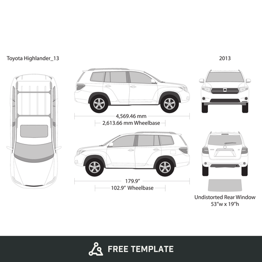 2013 Toyota Highlander free vector vehicle wrap template - GravBase