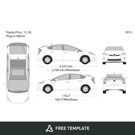 2013 Toyota Prius free vector vehicle wrap template - GravBase