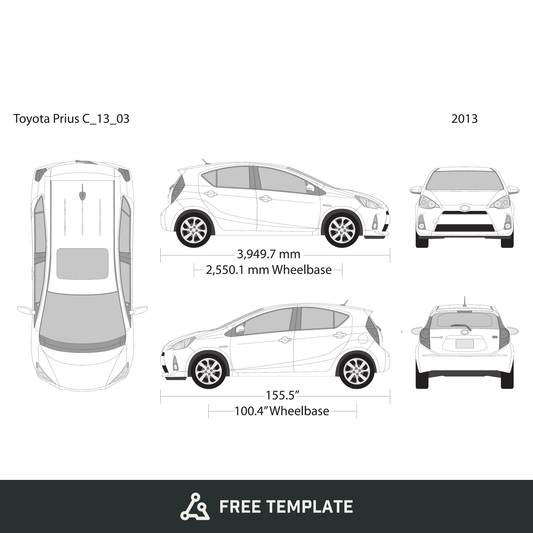 2013 Toyota Prius free vector vehicle wrap template - GravBase