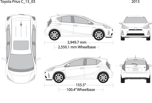 2013 Toyota Prius V03 Vehicle Wrap Template