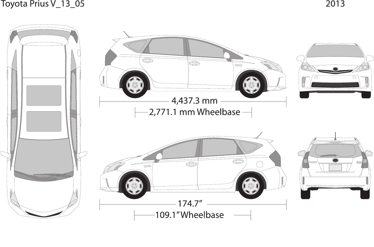 2013 Toyota Prius vector wrap template V05, Design-Ready PDF - GravBase