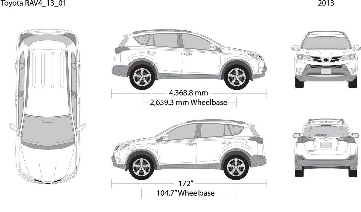 2013 Toyota Rav4 V01 Vehicle Wrap Template