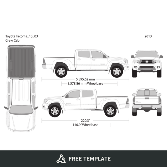2013 Toyota Tacoma free vector vehicle wrap template - GravBase
