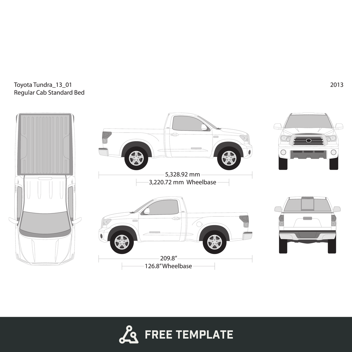 2013 Toyota Tundra free vector vehicle wrap template - GravBase