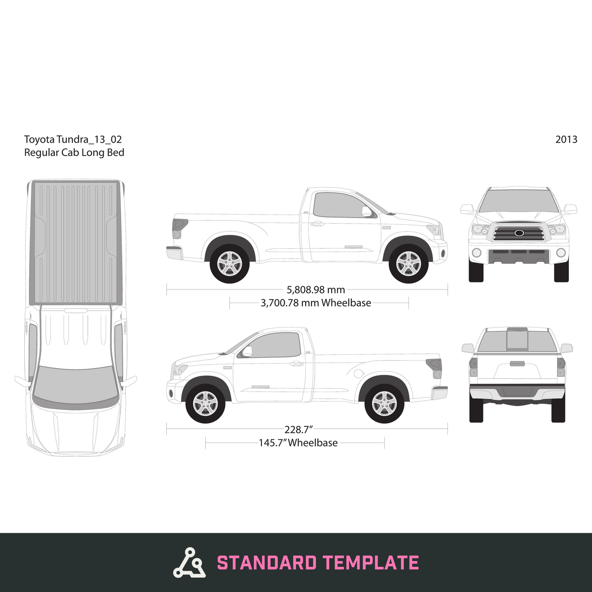 2013 Toyota Tundra vector wrap template V02, Design-Ready PDF - GravBase