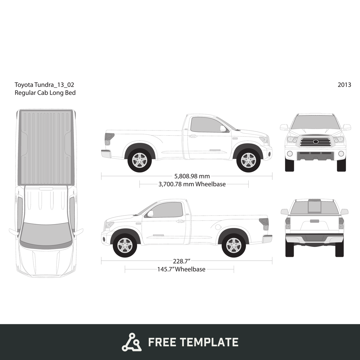 2013 Toyota Tundra free vector vehicle wrap template - GravBase