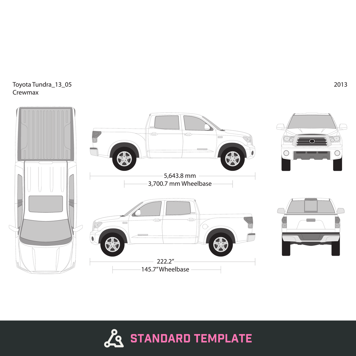 2013 Toyota Tundra vector wrap template V05, Design-Ready PDF - GravBase