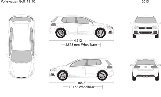 2013 Volkswagen Golf vector wrap template V02, Design-Ready PDF - GravBase