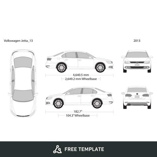 2013 Volkswagen Jetta free vector vehicle wrap template - GravBase