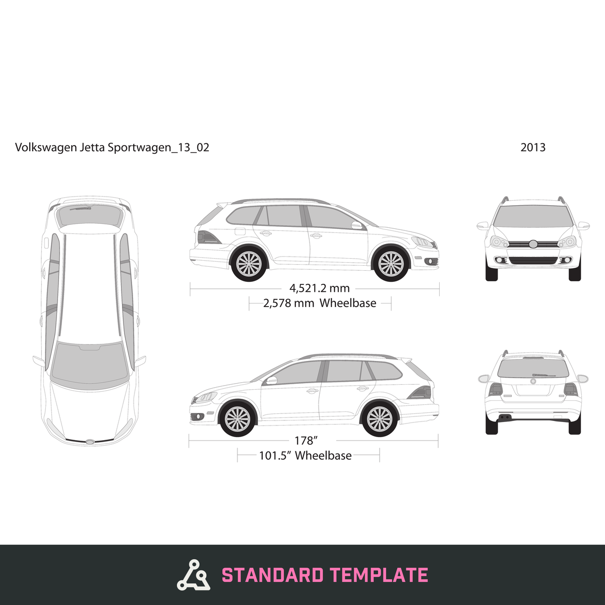 2013 Volkswagen Jetta vector wrap template V02, Design-Ready PDF - GravBase