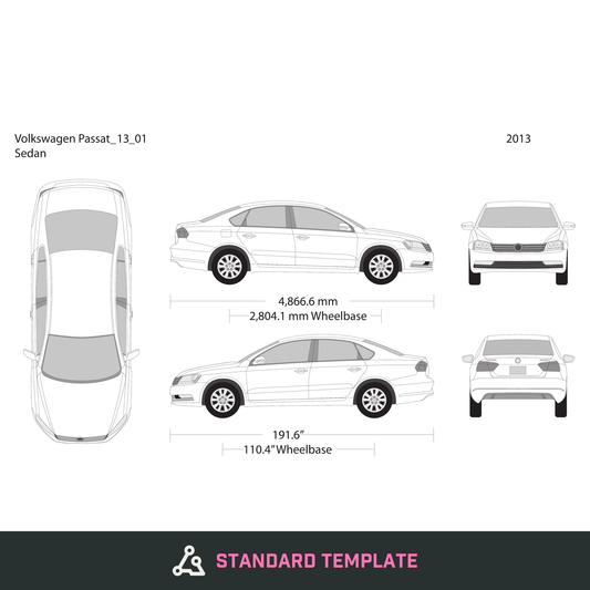 2013 Volkswagen Passat vector wrap template, Design-Ready PDF - GravBase