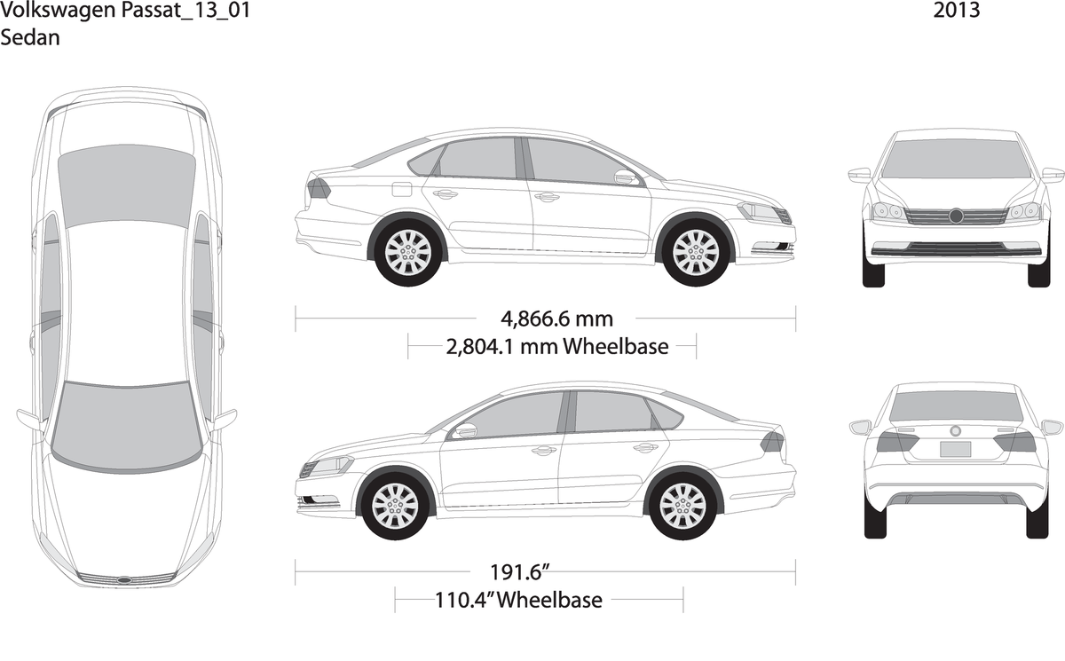 2013 Volkswagen Passat V01 Vehicle Wrap Template
