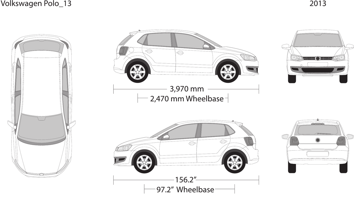 2013 Volkswagen Polo free vector vehicle wrap template - GravBase