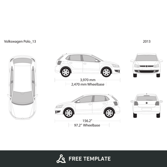 2013 Volkswagen Polo free vector vehicle wrap template - GravBase