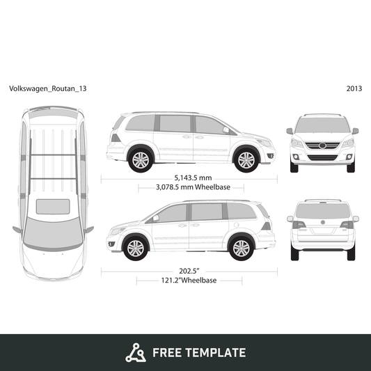 2013 Volkswagen Routan free vector vehicle wrap template - GravBase