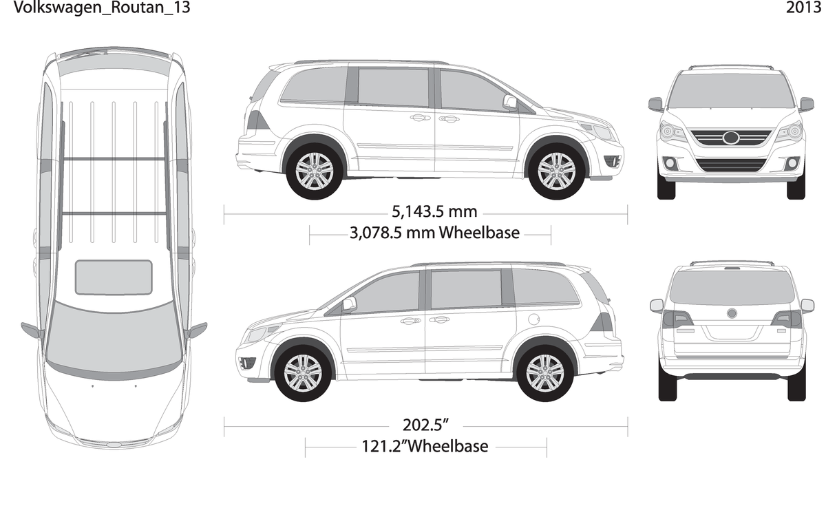 2013 Volkswagen Routan V13 Vehicle Wrap Template