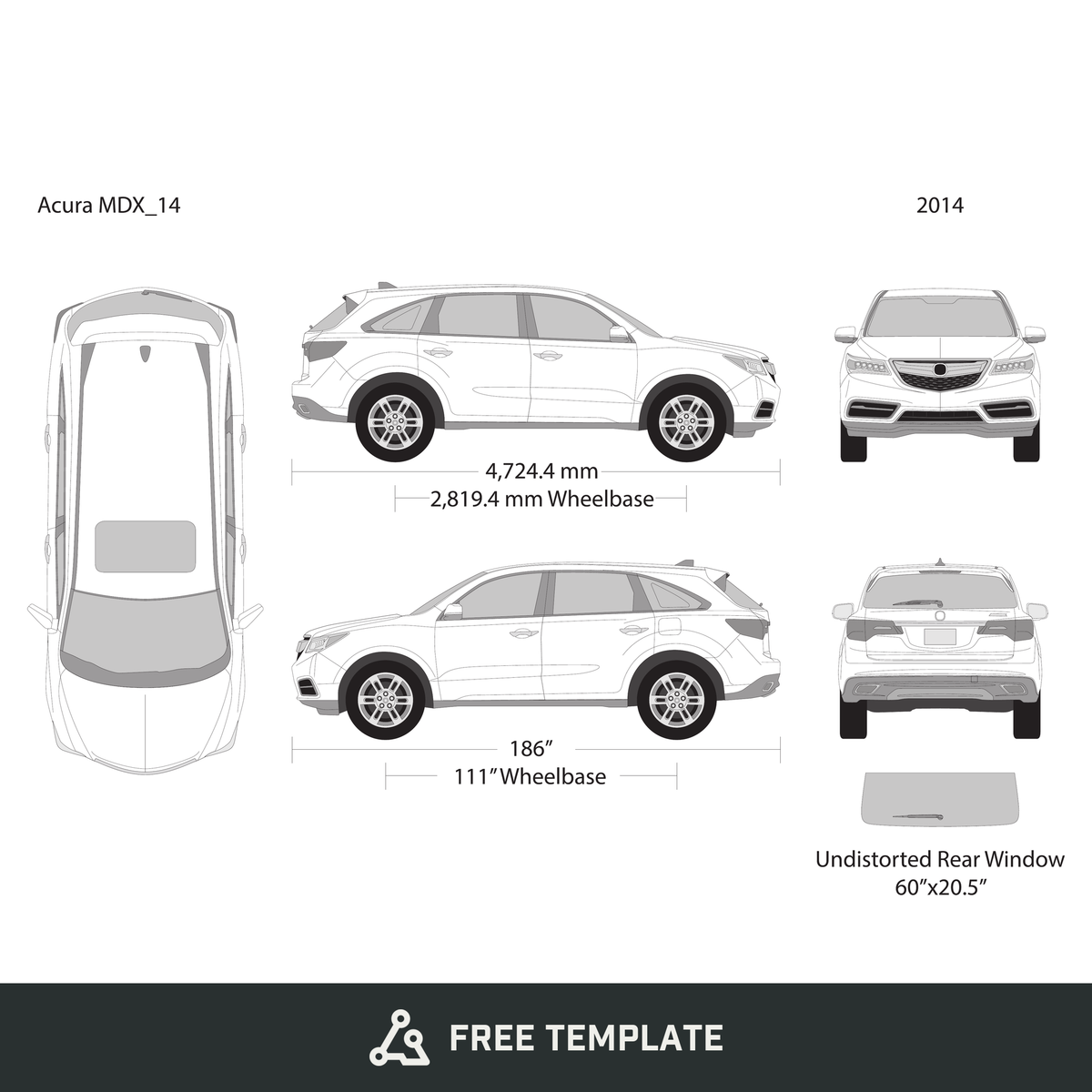 2014 Acura MDX free vector vehicle wrap template - GravBase